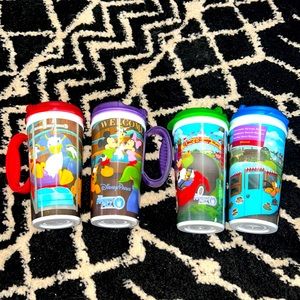 Set of 4 Disney land Refillable Resort Mugs / Cups